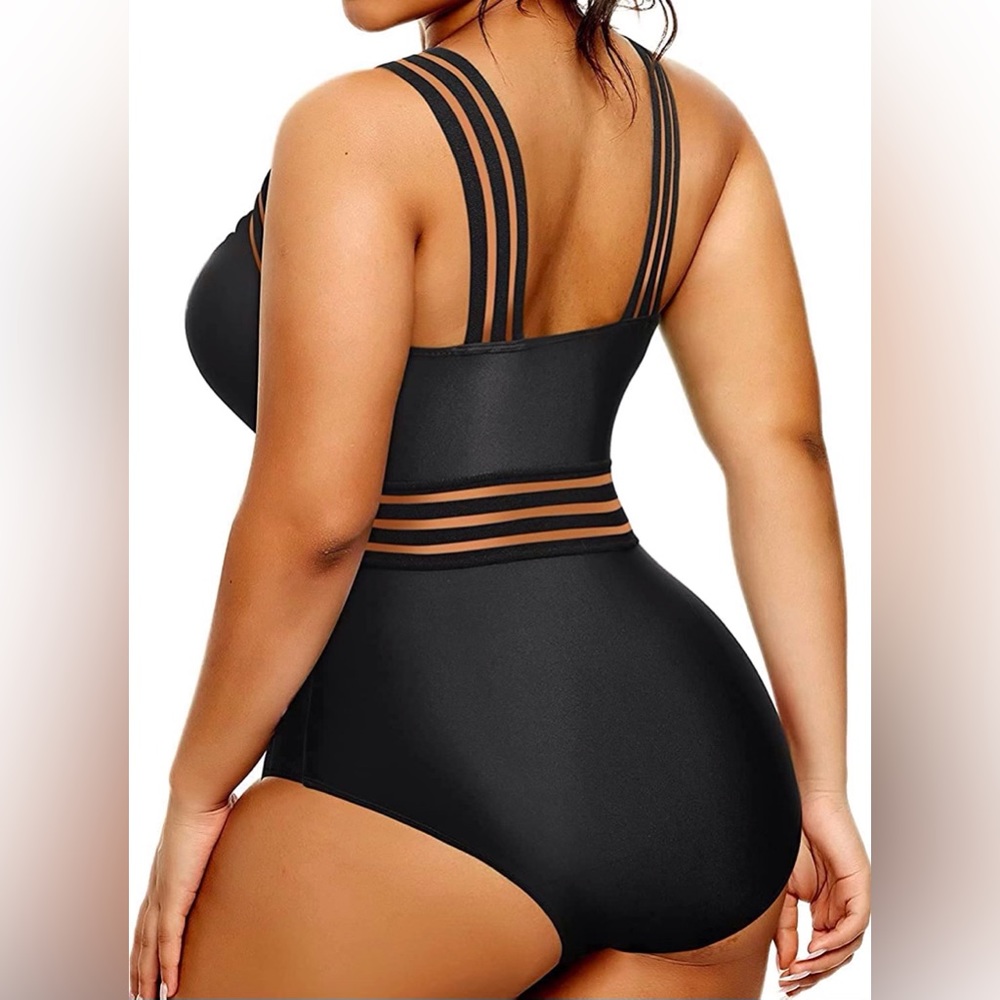 Hilor Women's One Piece Swimwear Front Crossover Swimsuits Hollow Bathing XXL - Picture 5 of 9